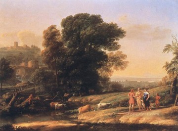 風景 Painting - ダイアナ・クロード・ロランによるケファロスとプロクリスの再会の風景